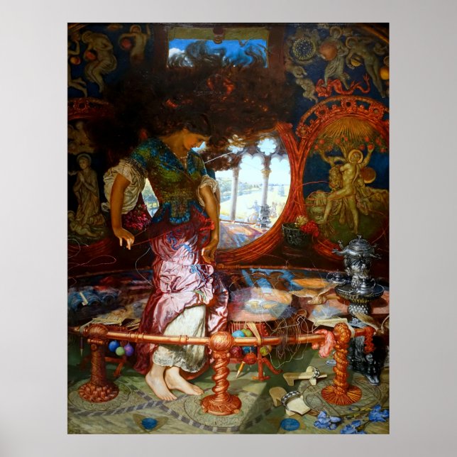 Póster La Dama de Shalott por el preraphaelite William Hu (Frente)