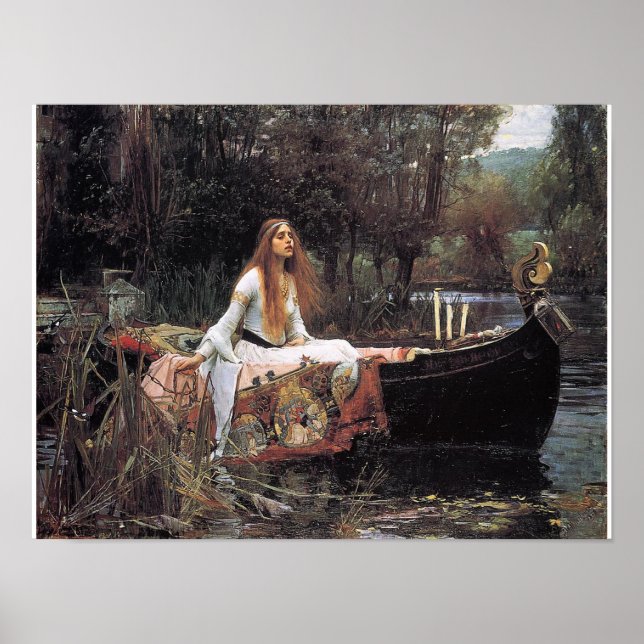 Póster La dama de Shalott Poster por John W. Waterhouse (Frente)