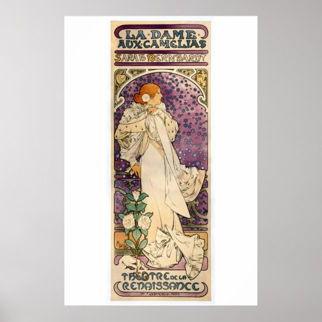 Póster La Dame aux Camélias de Alfons Mucha (1896) (Frente)