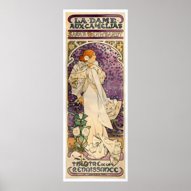 Póster La Dame aux Camélias de Alfons Mucha (1896) (Frente)