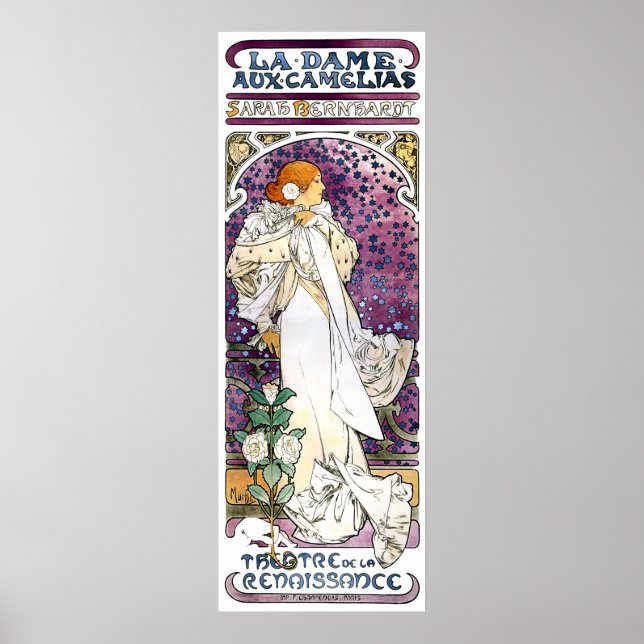 Póster la dame aux camélias de Alfons Mucha 1896 (Frente)