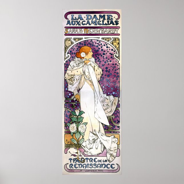 Póster la dame aux camélias de Alfons Mucha 1896 (Frente)