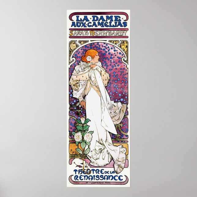 Póster La Dame aux Camélias por Mucha (Frente)