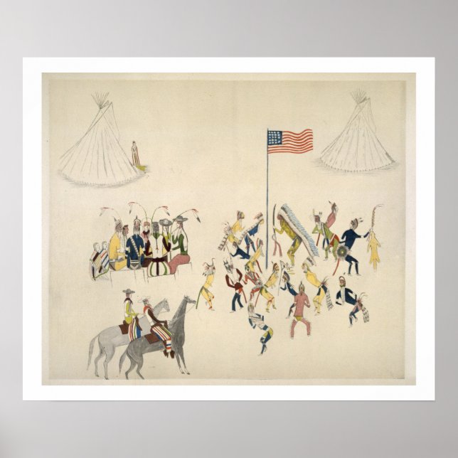 Póster La danza Shoshone sólo participó en hombres (pigme (Frente)