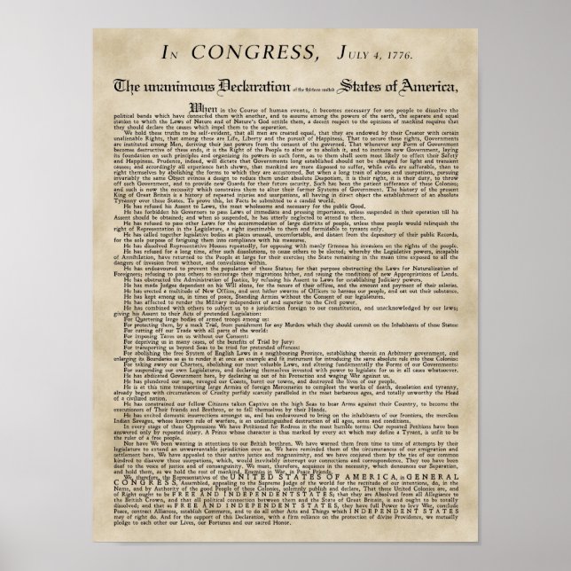 Póster La Declaración del Poster de la Independencia (Frente)