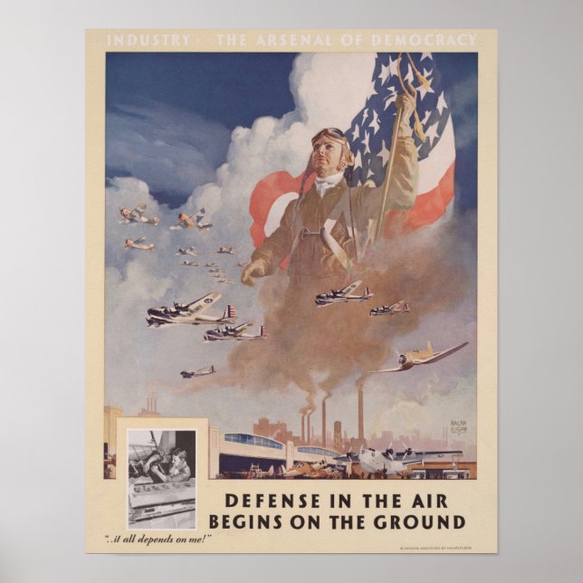 Póster La defensa en el aire de la Segunda Guerra Mundial (Frente)