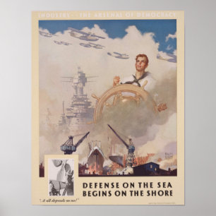 Póster La defensa marítima en la Segunda Guerra Mundial c