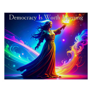 Póster La democracia de Lady Liberty vale la pena mantene