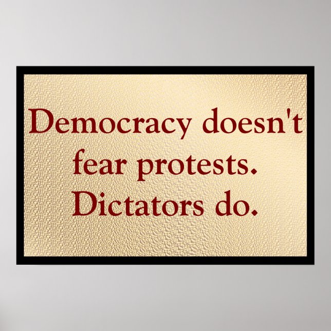 Póster La democracia no teme a las protestas (Frente)