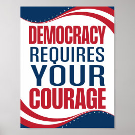 Póster La democracia requiere valentía | Bandera |