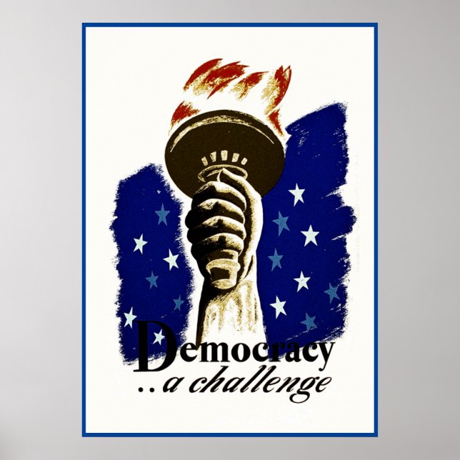 Póster La democracia un desafío, Poster con la antorcha d (Frente)