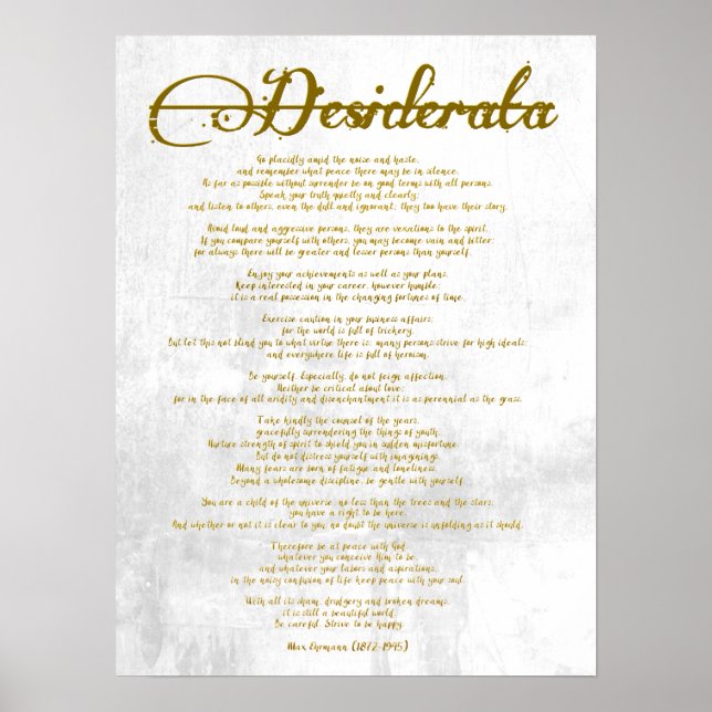 Póster La Desiderata "Cosas Deseadas" (Frente)