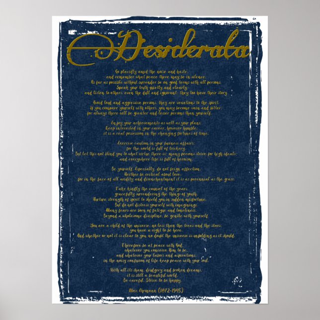 Póster La Desiderata "Cosas Deseadas" (Frente)