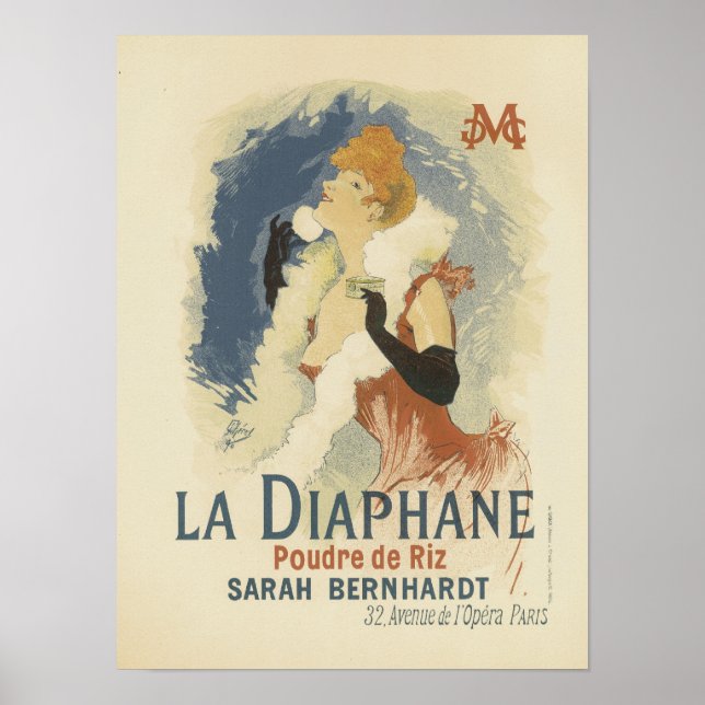 Póster La Diaphane Poudre de Riz Sarah Bernhardt (Frente)