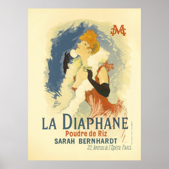 Póster La Diaphane Sarah BernardtAnuncio francés vintage (Frente)