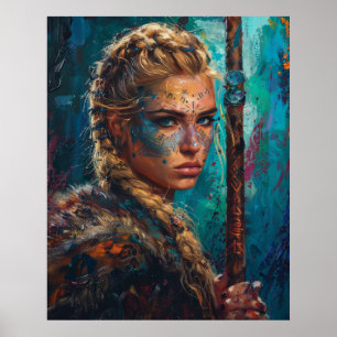 Póster La diosa nórdica Freyja Reina de Valkyries Blonde