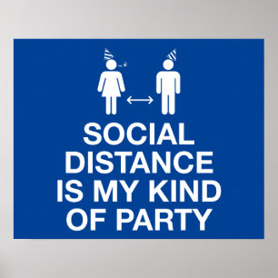 Póster La distancia social es mi clase de Fiesta