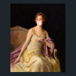 Póster La diva de la goma de mascar con vestido amarillo<br><div class="desc">Obra de arte pop de una pintura remezclada de una mujer de color amarillo que soplaba un chicle rosa.</div>