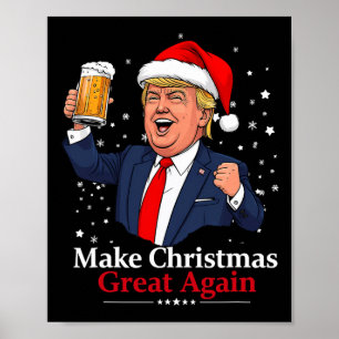Póster La divertida cerveza Trump que bebe Navidades 2024