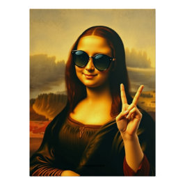 Póster La divertida Mona Lisa torna paz y amor a un Poste