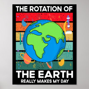 Póster La divertida rotación científica de la tierra hace