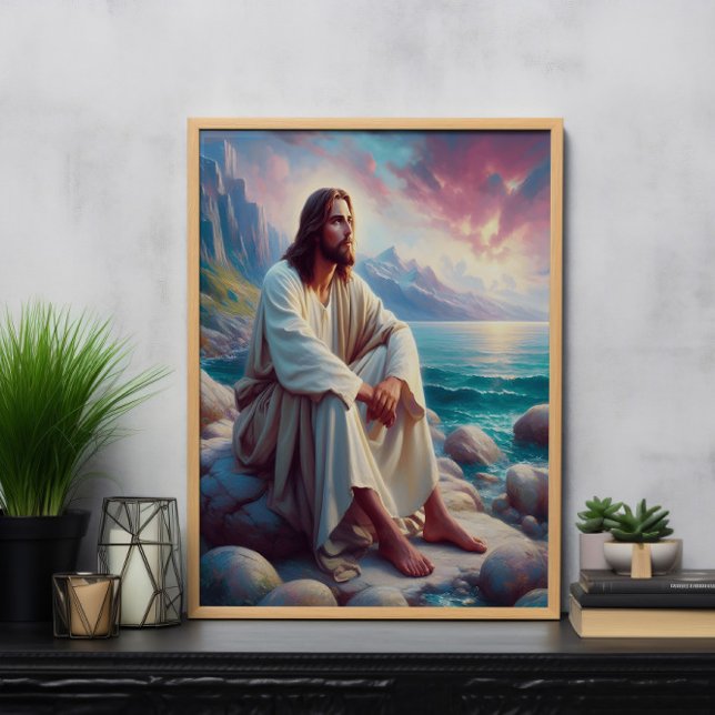 Póster La divina serenidad Jesús en la orilla del océano (Subido por el creador)