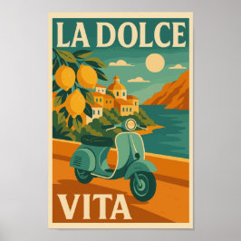 Póster La Dolce Vita - Afiche retro de viaje por la costa
