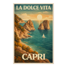 Póster La Dolce Vita Capri Vintage Travel