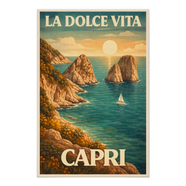 Póster La Dolce Vita Capri Vintage Travel (Anverso)