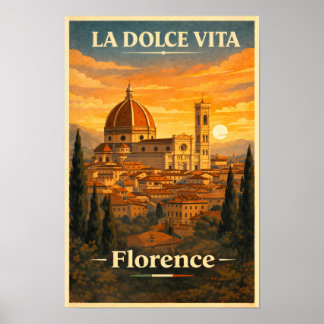 Póster La Dolce Vita - Florance Vintage Travel Poster