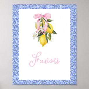 Póster La Dolce Vita Lemon Rosa Bow Baby Shower Favores