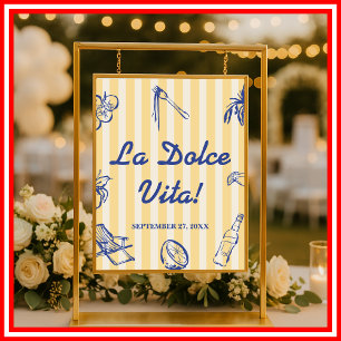 Póster La Dolce Vita Limones Ducha de Novia Italiana Bien