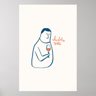 Póster La Dolce Vita Man Red Wine Glass Print Elegant