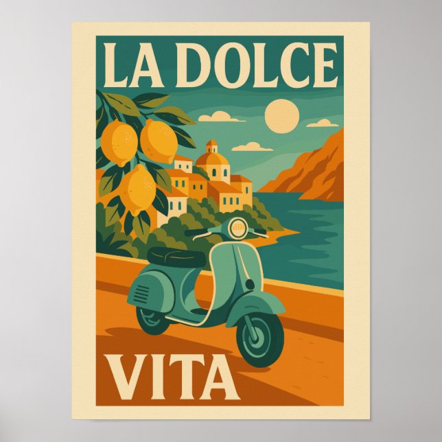 Póster La Dolce Vita – Retro Italian Coast Travel (Frente)