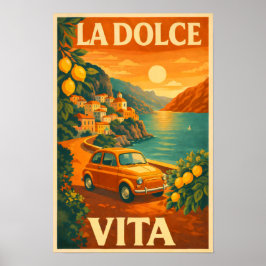 Póster La Dolce Vita – Retro Italian Coast Travel Poster