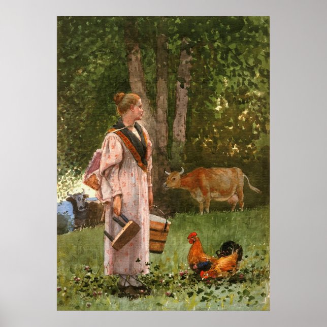 Póster La doncella lechera, de Winslow Homer (Frente)