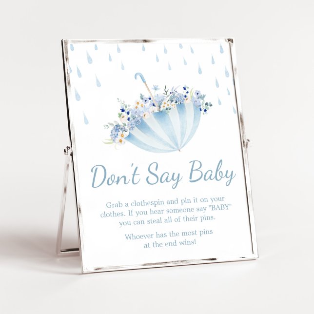 Póster La ducha de abril trae muchas flores no dicen bebé (Boy April Shower Bring May Flowers Baby Shower Don't Say Baby Sign)