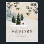 Póster La ducha de novia Woodland favorece el Rótulo Post<br><div class="desc">Elegante Poster Winter Woodland Favor diseñado con una suave escena de selva acuática muda. Haga clic en Personalizar para editar todo el texto. Artículos coincidentes en el diseño del Fiesta Cava de nuestra tienda.</div>