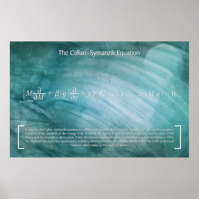 Póster La ecuación Callan-Symanzik - Poster de matemática (Frente)