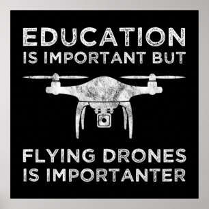 Póster La educación es importante para los drones volador