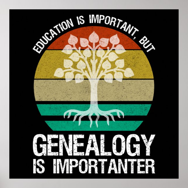 Póster La Educación Es Importante Pero La Genealogía Impo (Frente)