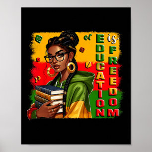 Póster La educación es libertad Libros de maestros negros