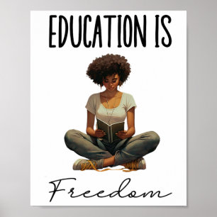 Póster La educación es libertad Libros de maestros negros