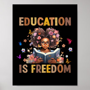 Póster La educación es libertad Libros de niñas negras Hi