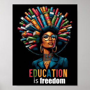 Póster La educación es libertad Mes del historial negro P