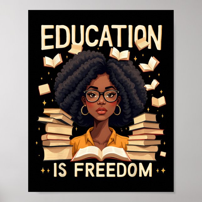Póster La educación es libertad Orgullosa profesora afroa (Frente)