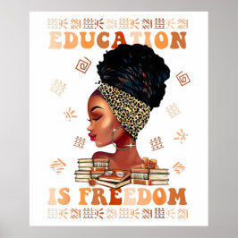 Póster La educación es libertad para las mujeres afroamer