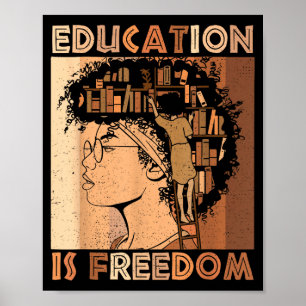 Póster La educación es profesor negro Dom libros historia
