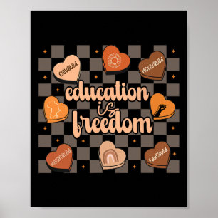 Póster La educación retro es libertad, la enseñanza afroa