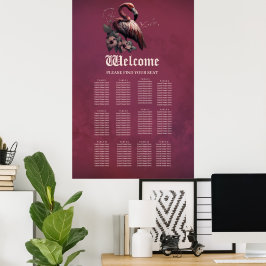 Póster La elegancia tropical, el flamingo en el crepúscul